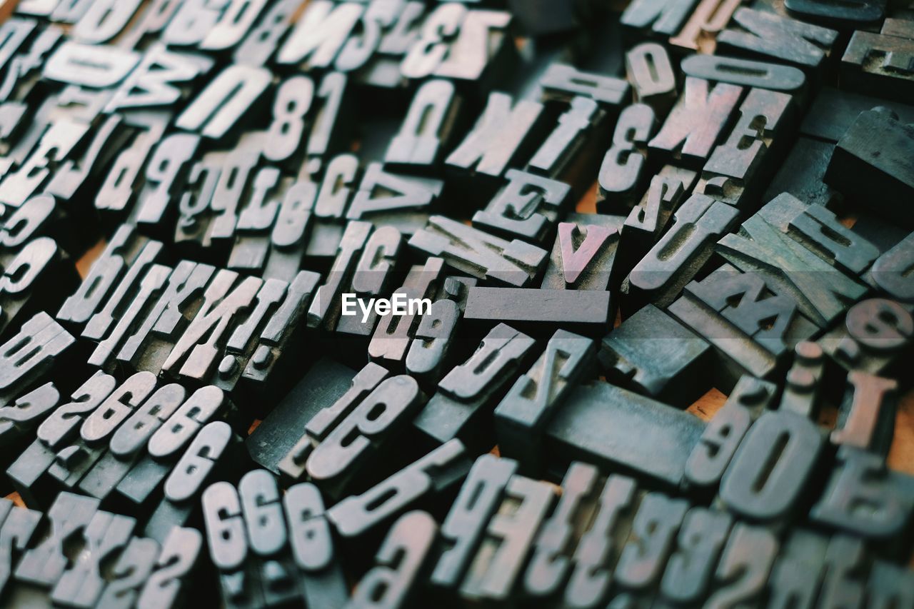 Close-up of fonts