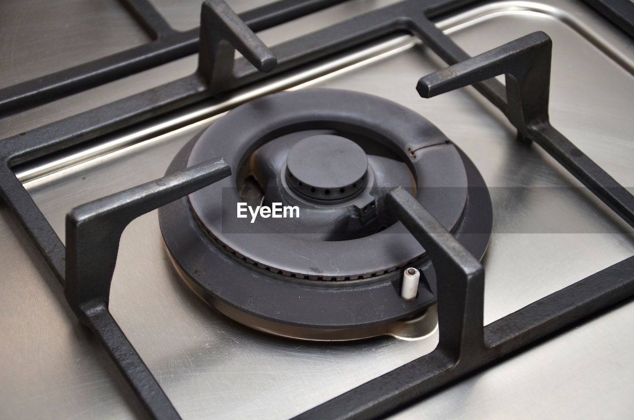 Gas stove burner in kitchen