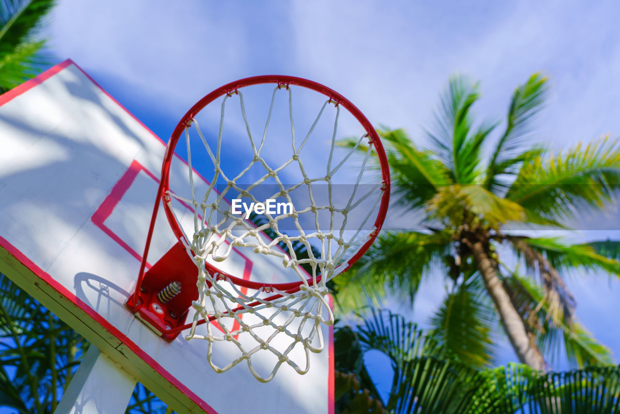 low angle view of basketball hoop against sky