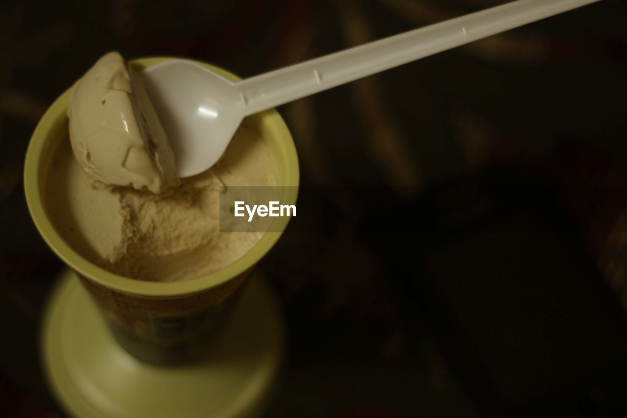 Close-up of ice cream on table