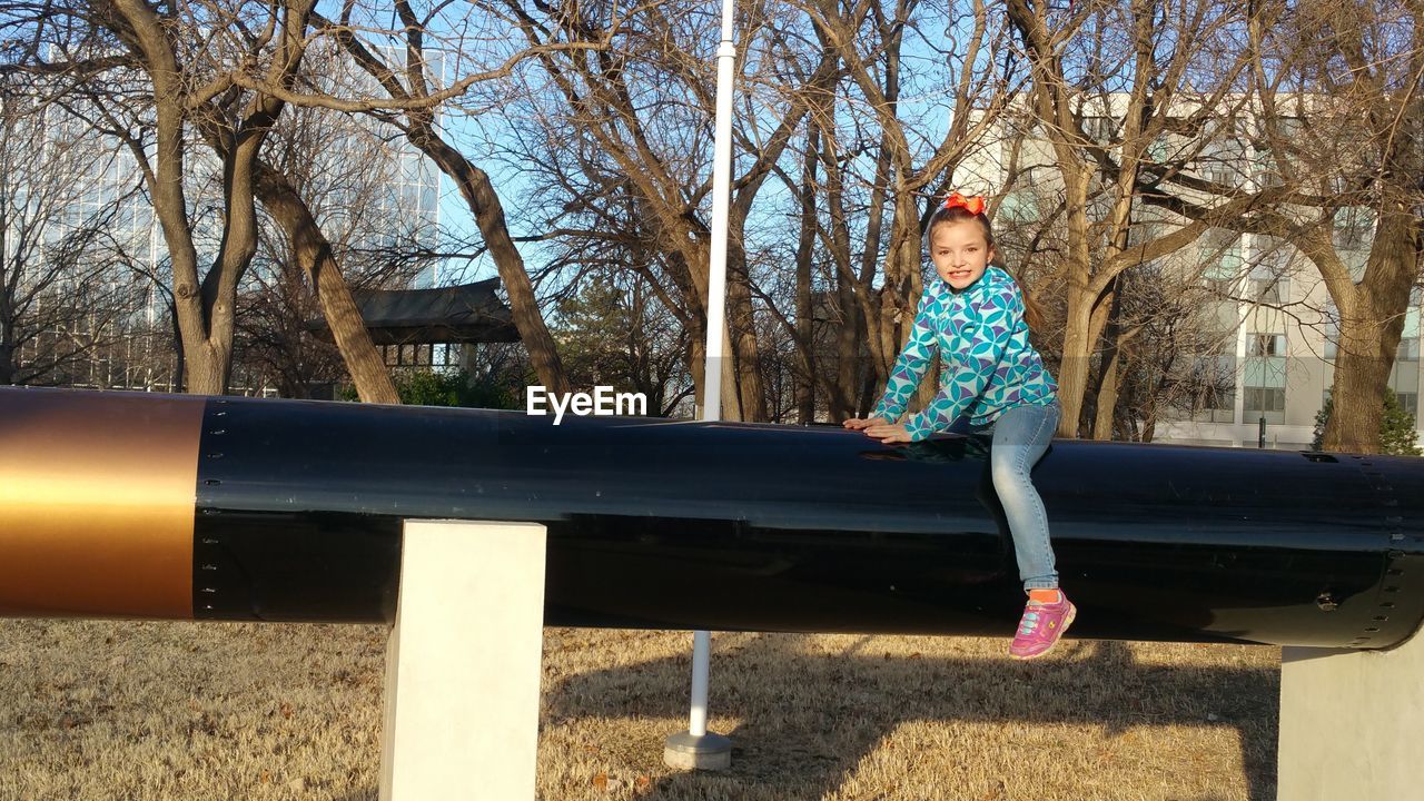 Girl in park having fun.