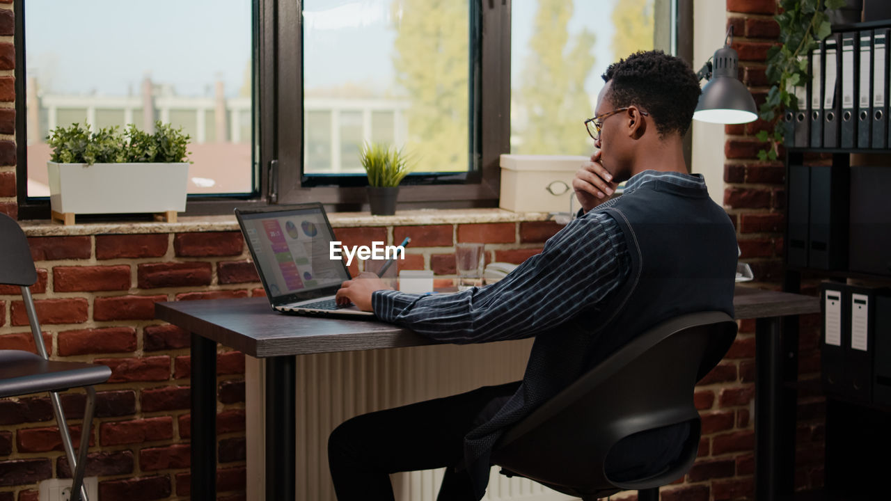 Businessman working at office