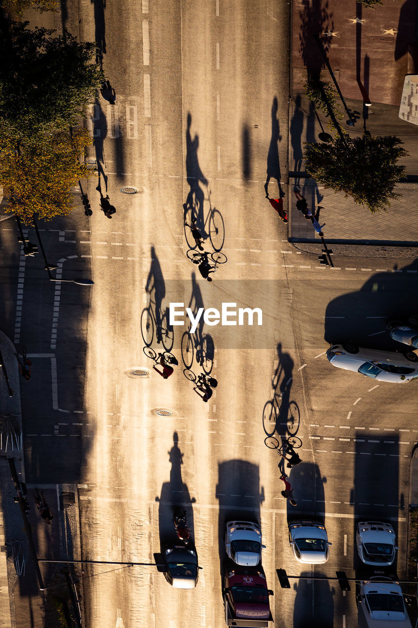 Upside down image of street in city