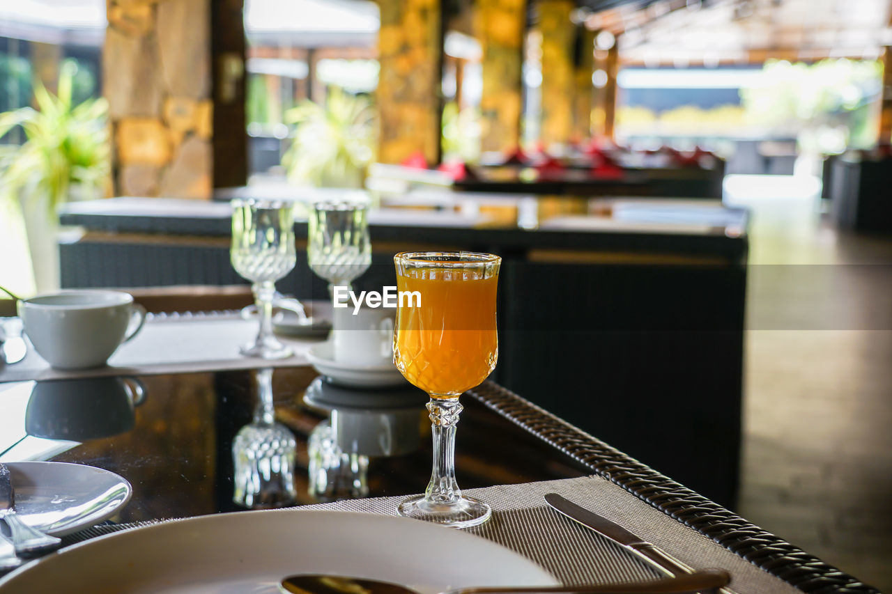 close-up of drink in glasses on table