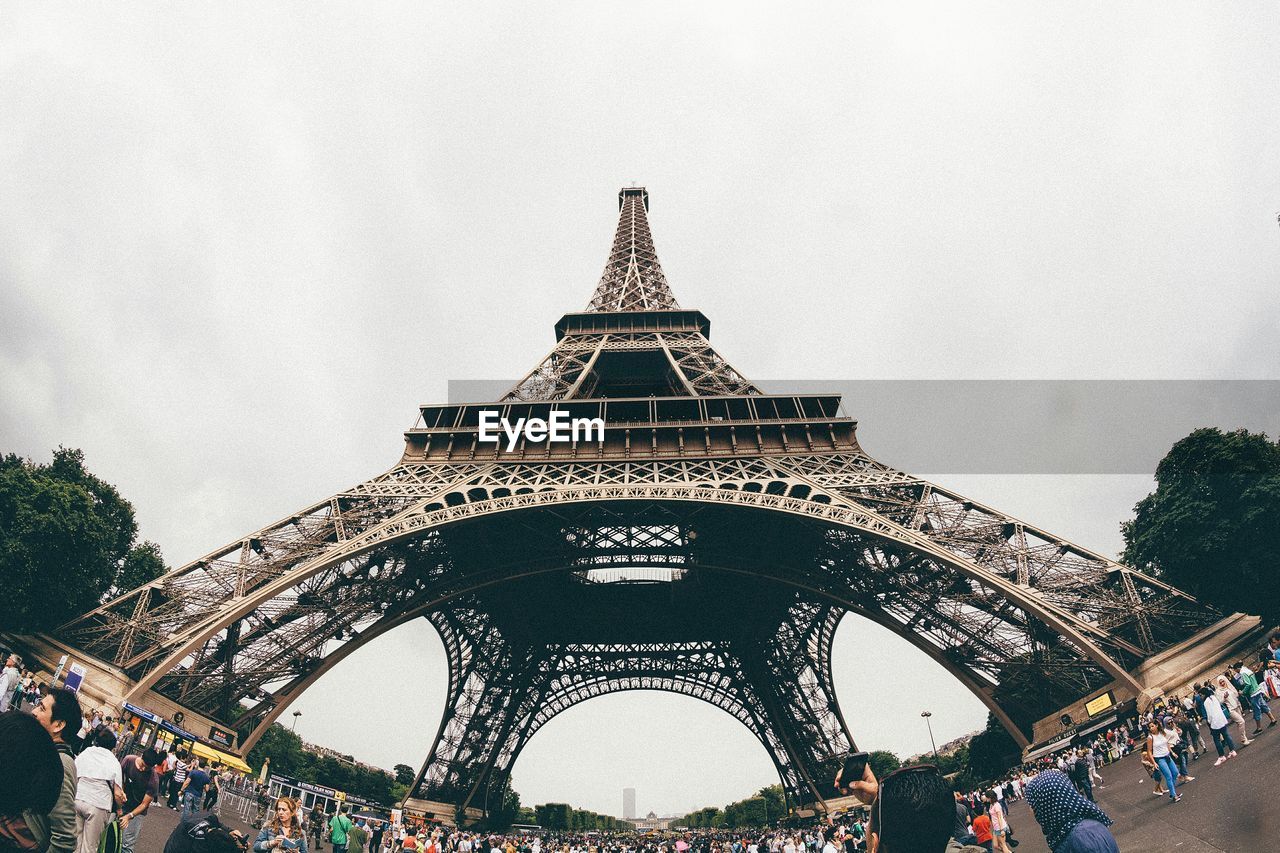 Low angle view of eiffel tower against sky