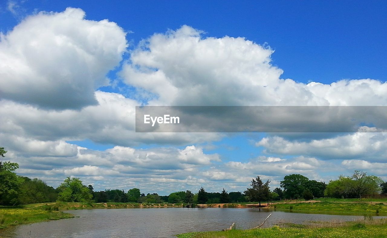 VIEW OF RIVER AGAINST CLOUDY SKY