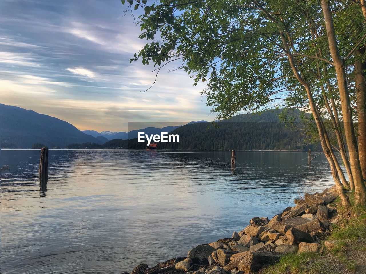 Scenic view of lake against sky