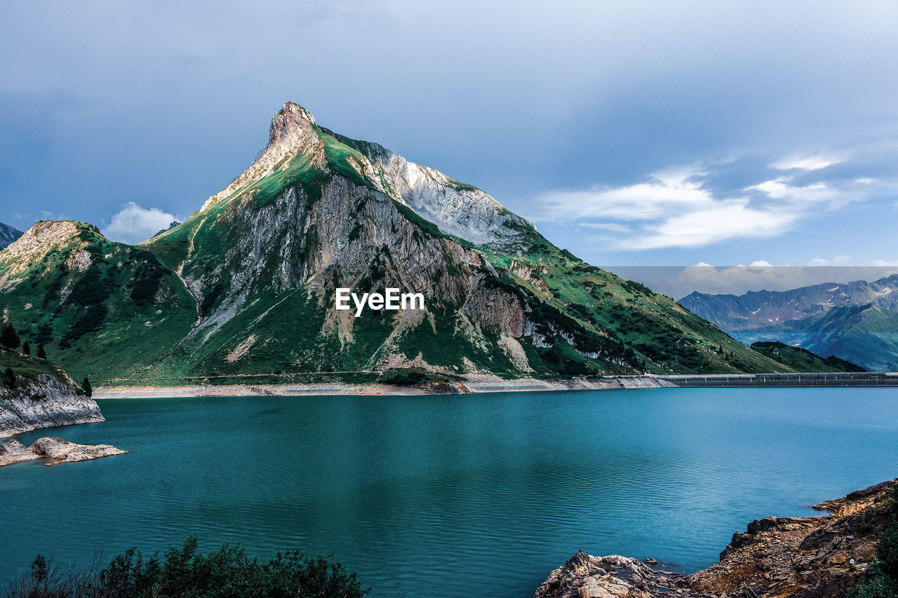 The lake spullersee a high mountain lake in vorarlberg, austria.