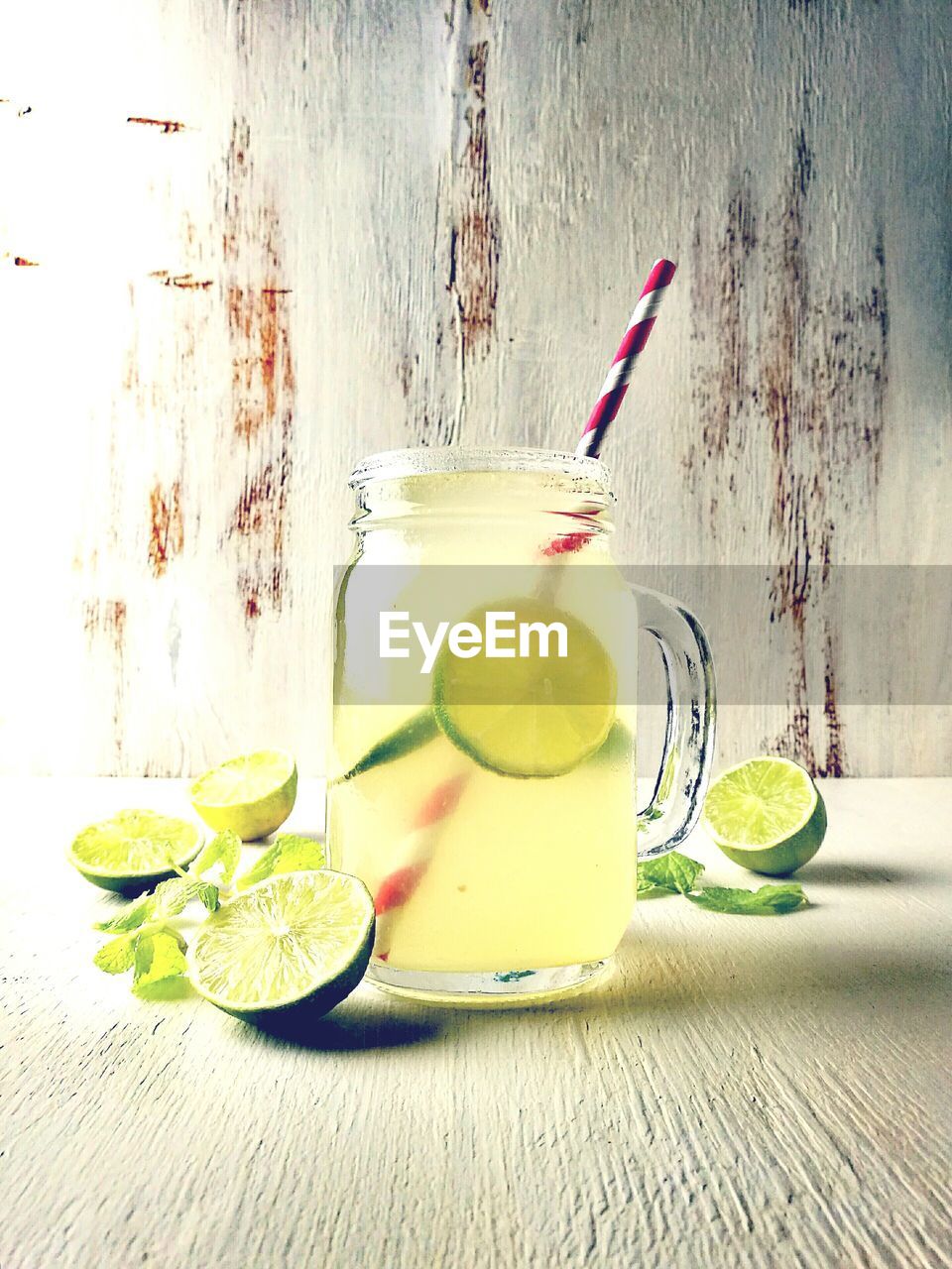 Close-up of lemonade in carafe