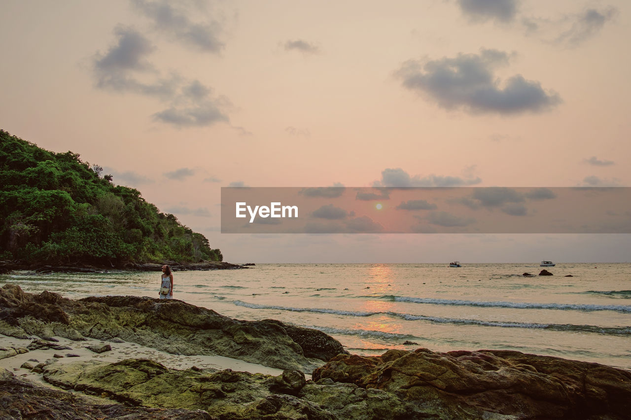 SCENIC VIEW OF BEACH DURING SUNSET