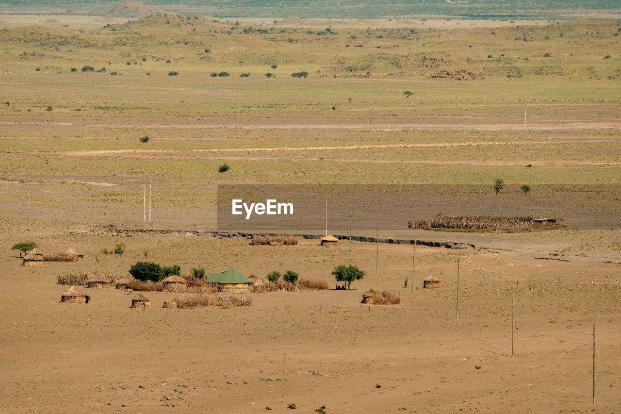 View of masai villages at mount ol doinyo lengai in ngorongoro conservation area in tanzania