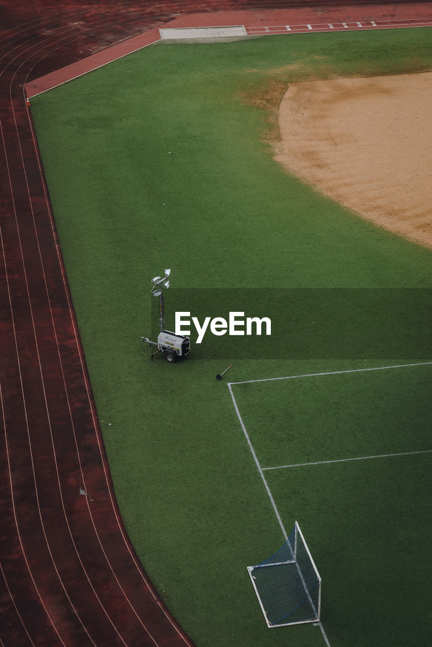 High angle view of running track