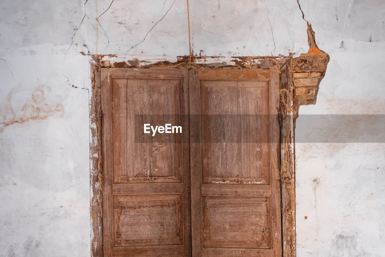 Closed door of old building