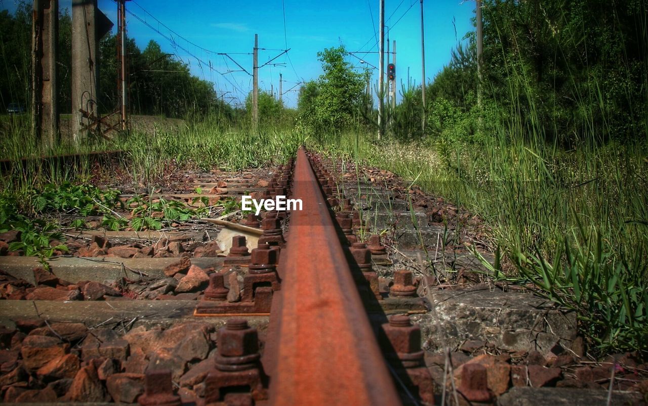 Railroad tracks on railroad track