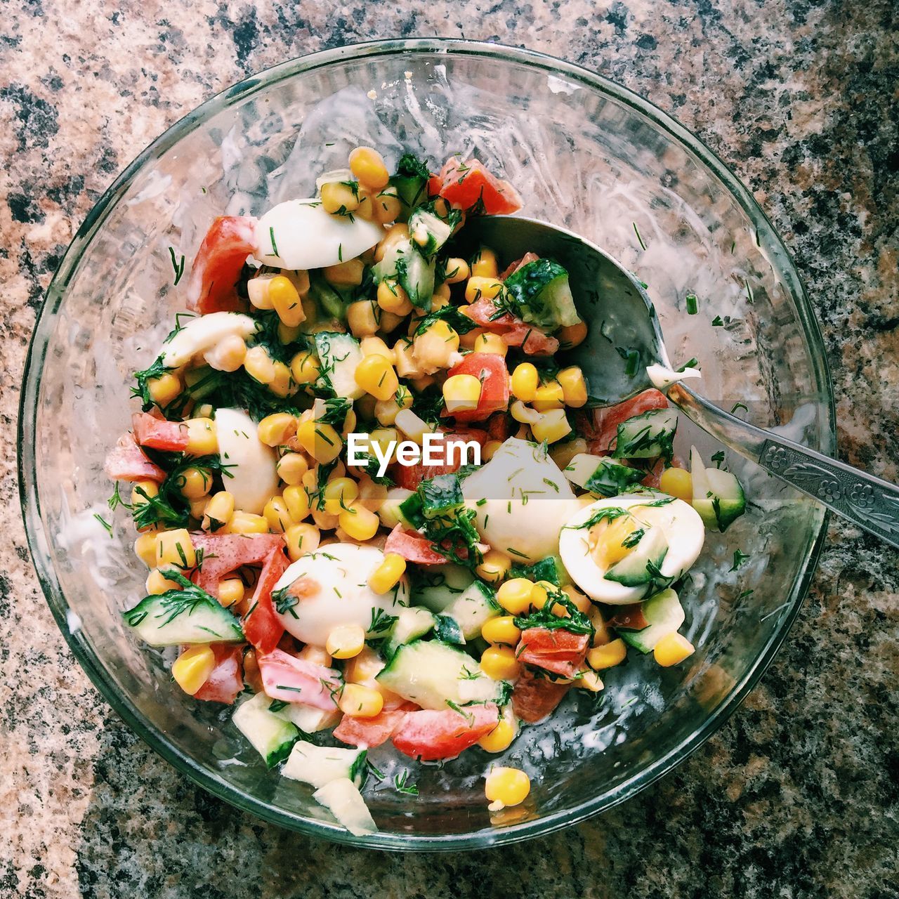 Directly above shot of salad in bowl