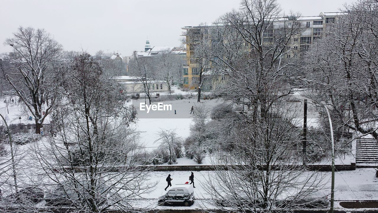 View of buildings in winter