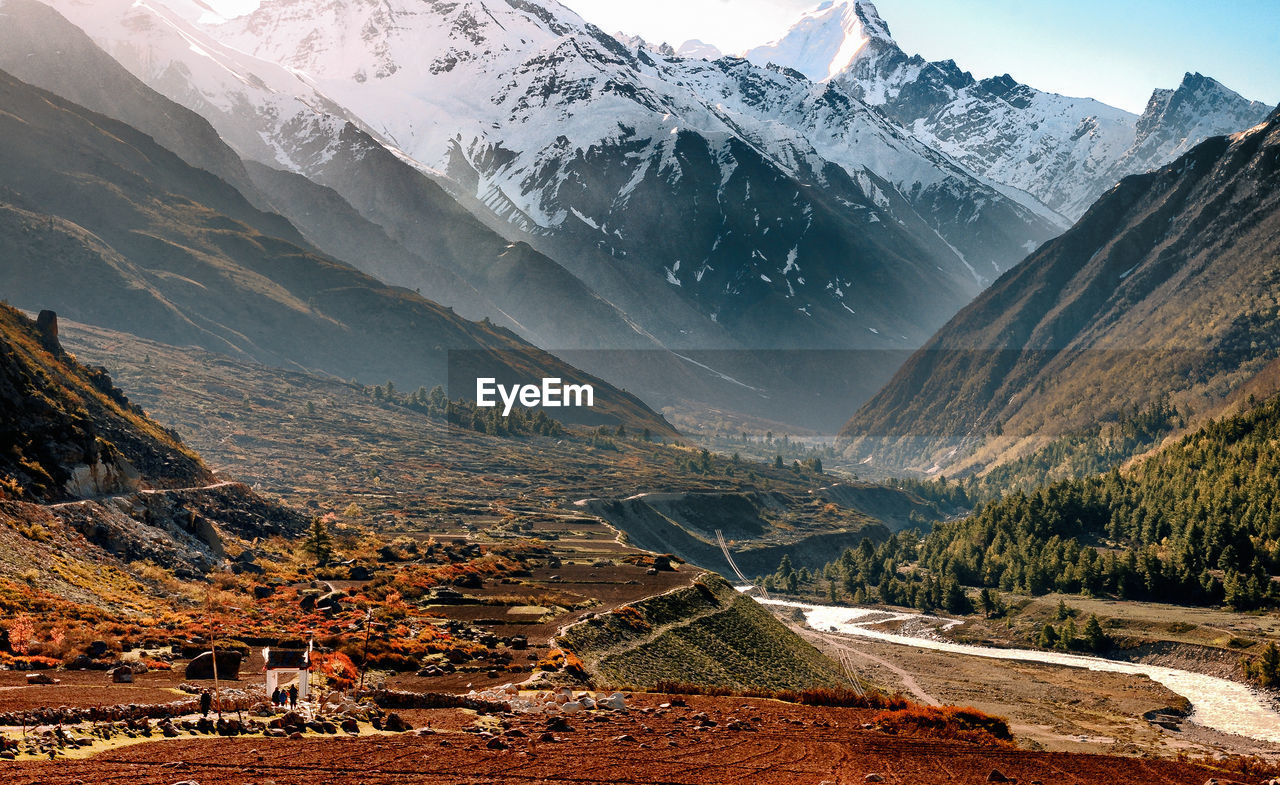 Scenic view of chitkul valley