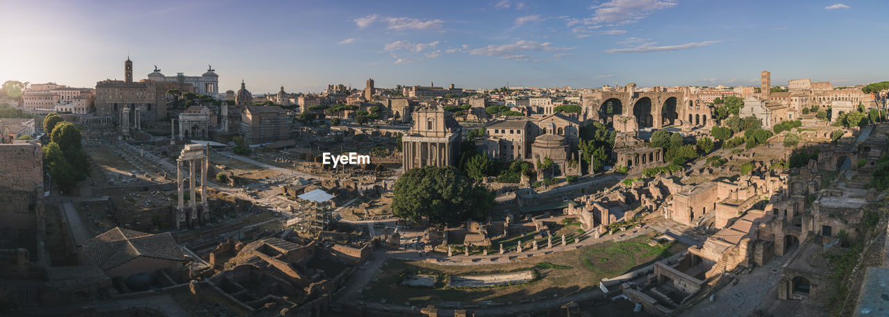 Panoramic view of the imperial fora from palatino hill, rome