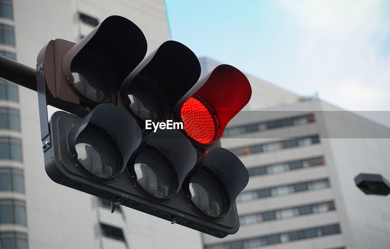 Red lighted traffic signal