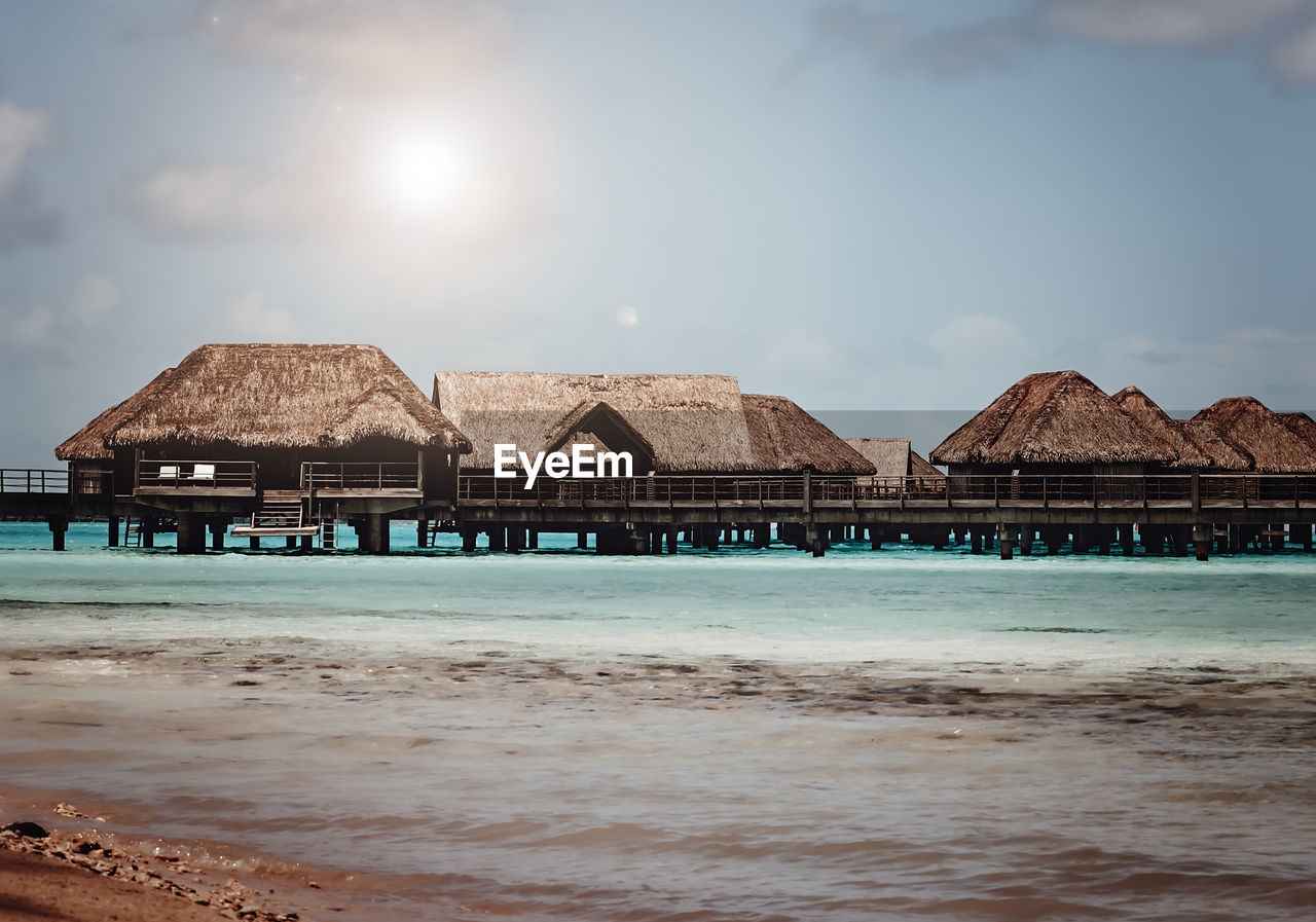 Huts in the ocean - bora bora - views from the beach - beach life