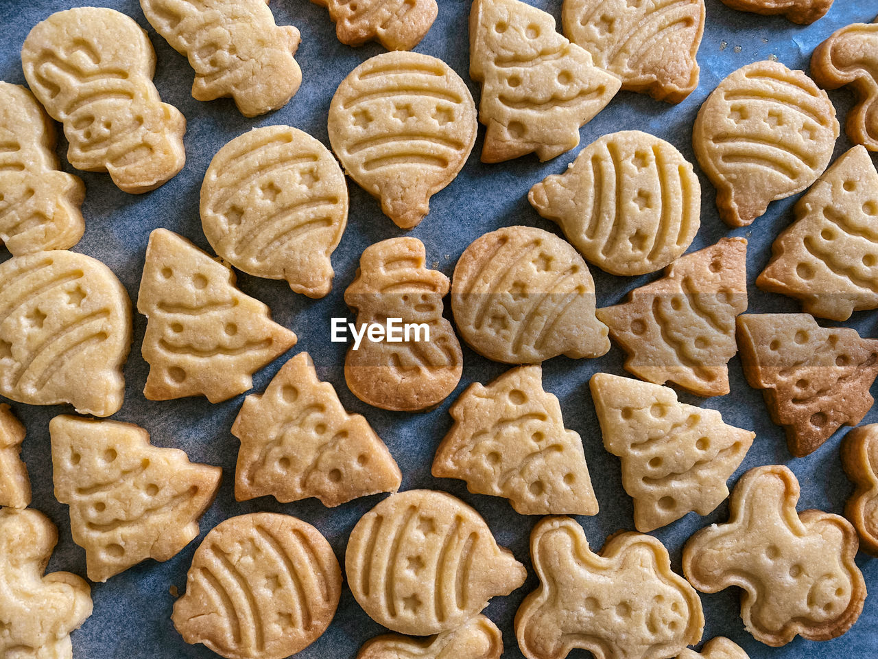 High angle view of cookies