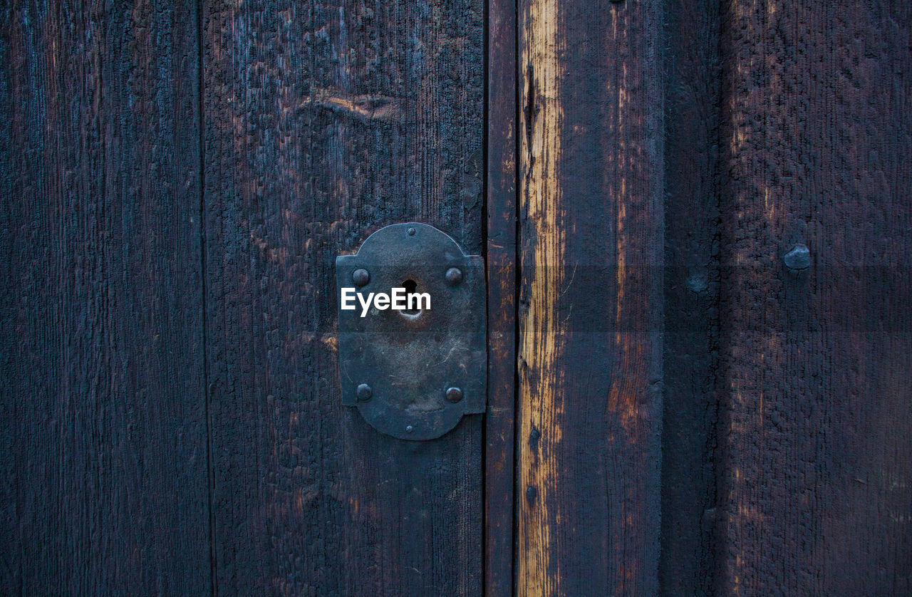 Full frame shot of dark old door