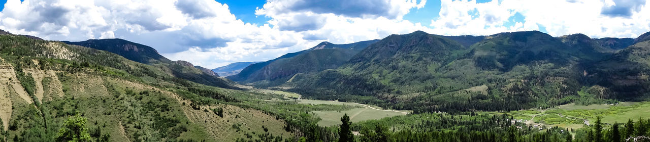 Panoramic view of mountains against sky