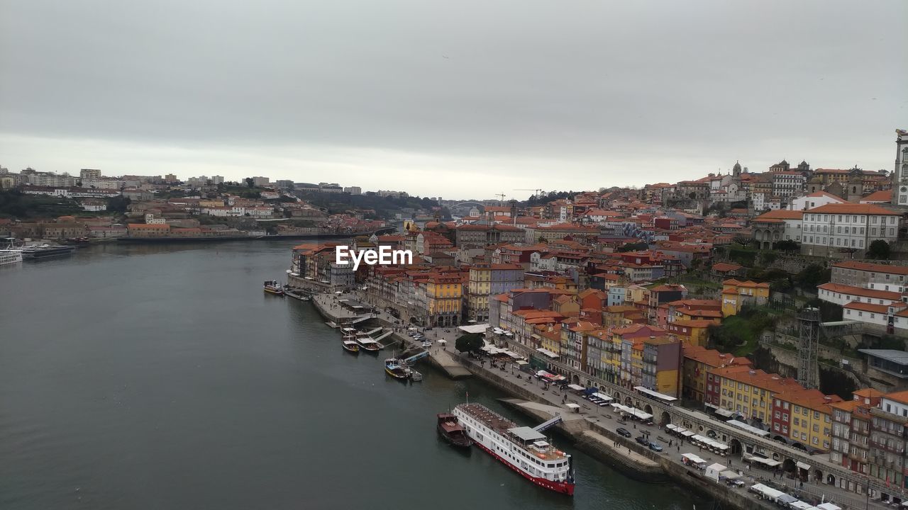 High angle view of cityscape against sky