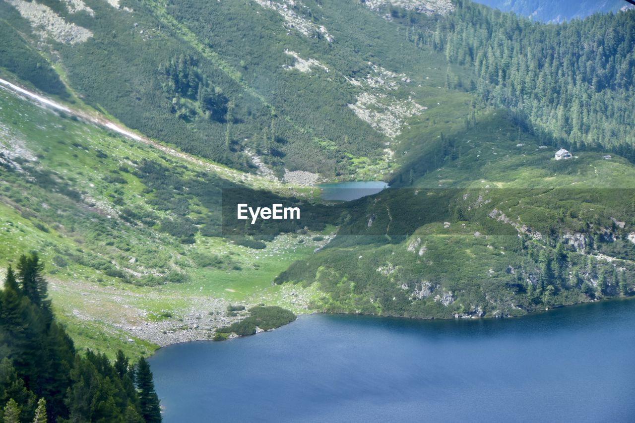 Scenic view of lakes, mountains and forests