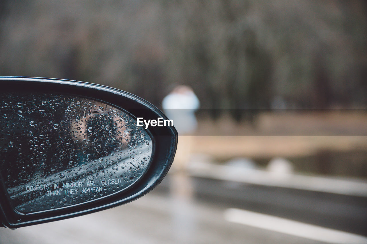 Close-up of side-view mirror