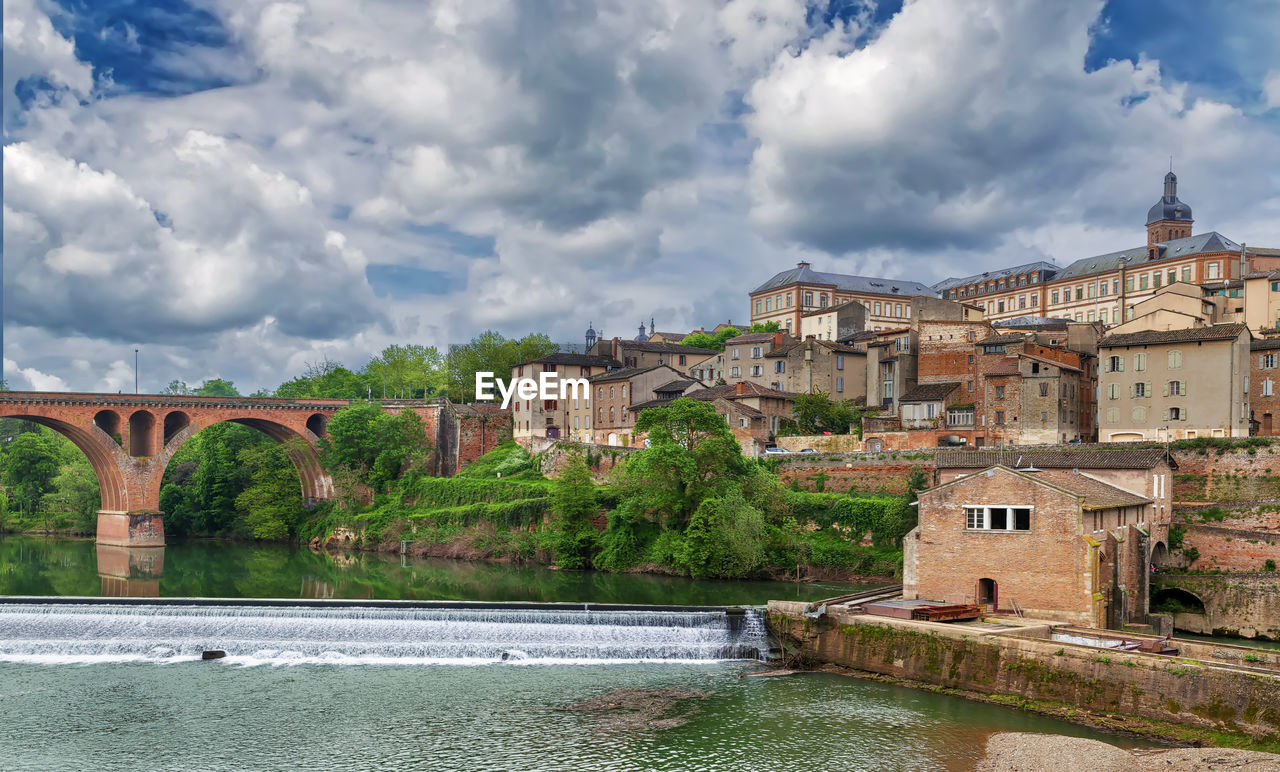 Cityscape of albi town from tarn river, france