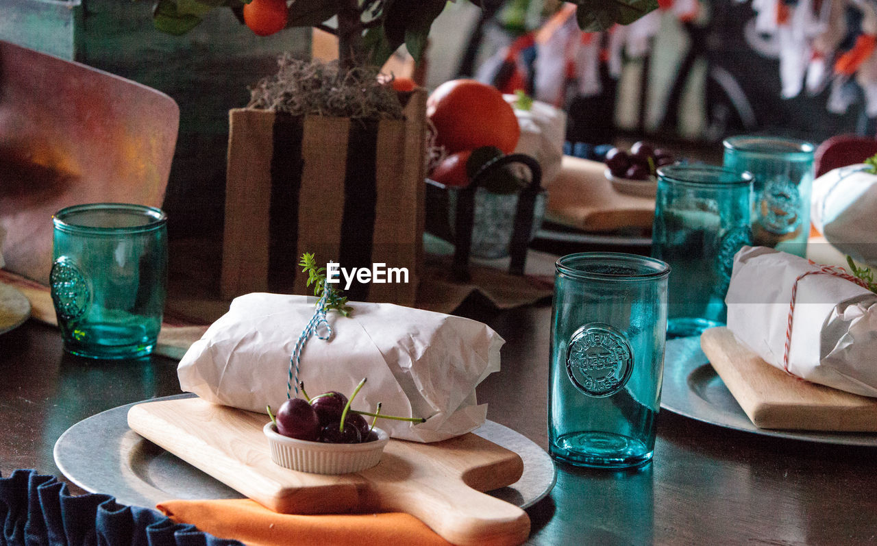 Close-up of food on table