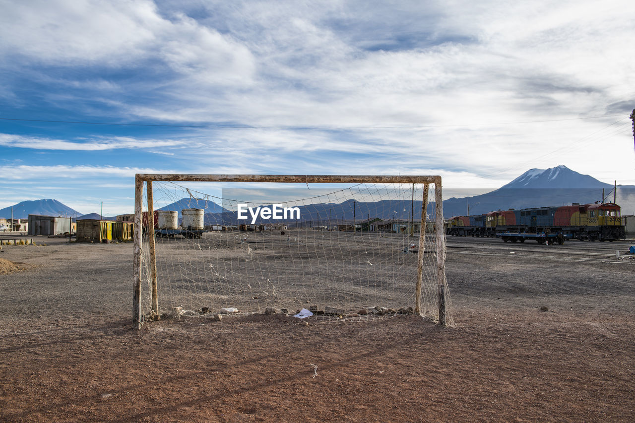 Football goal in the border town of ollague between chile and bolivia