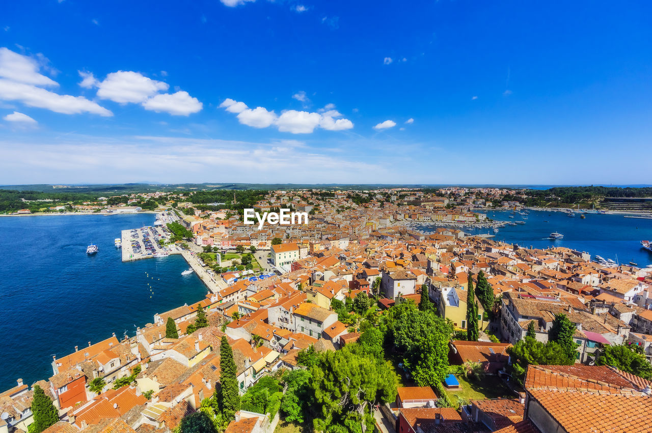 View over rovinj from church of st. euphemia, istria, croatia