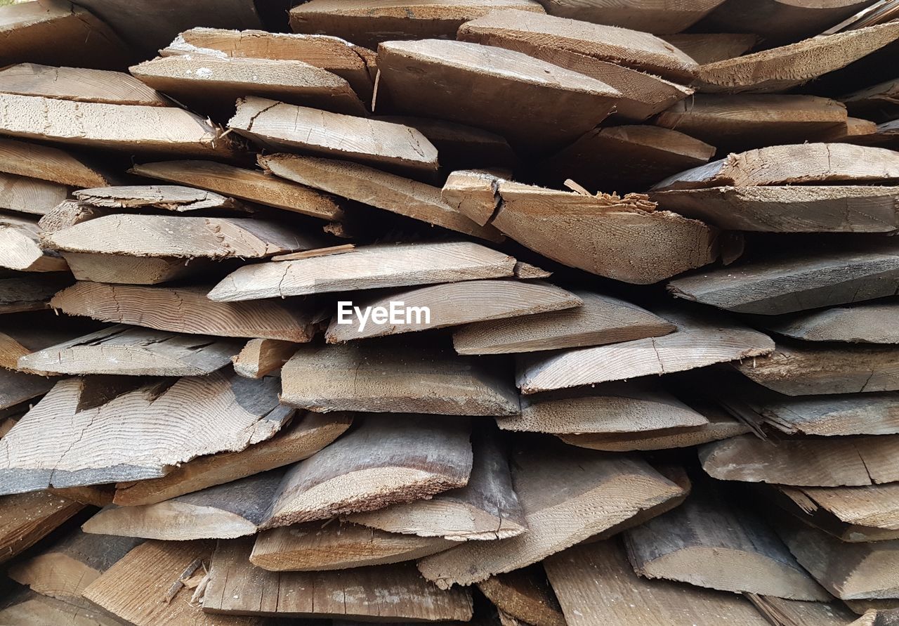 FULL FRAME SHOT OF FIREWOOD STACKED