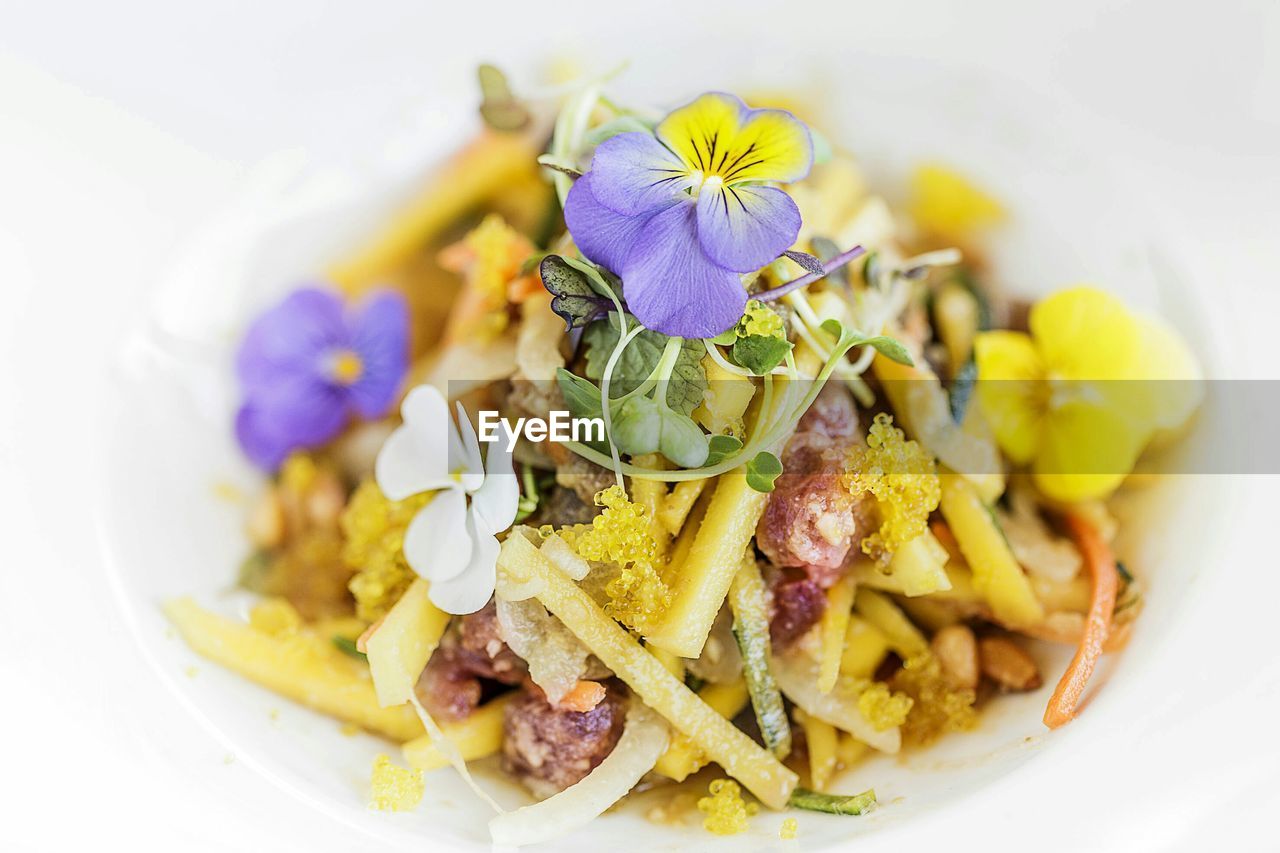 Close-up of cooked vegetables in bowl