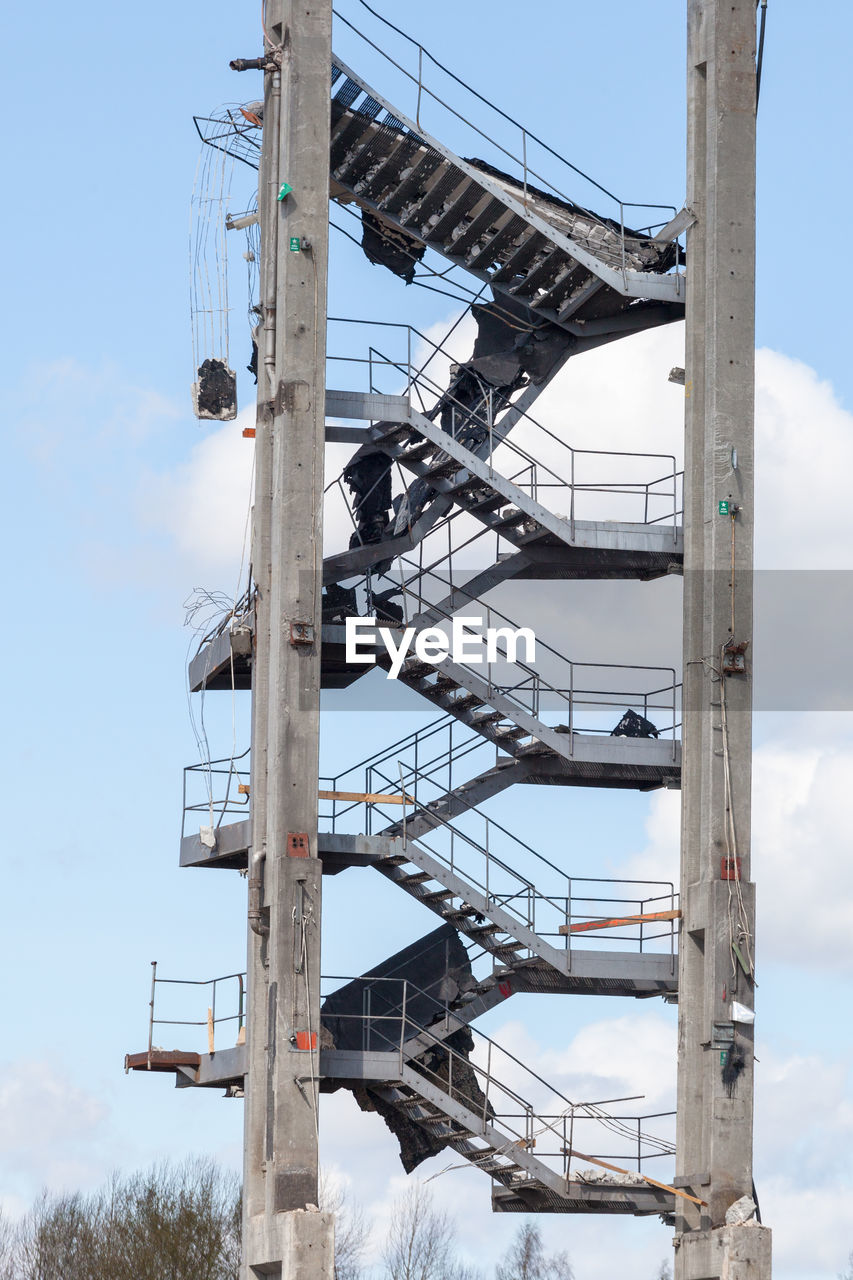 Stairs in a factory being demolished