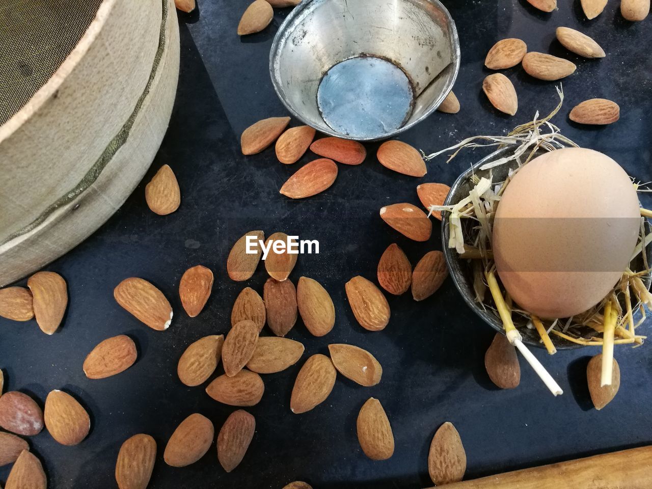 High angle view of food on table