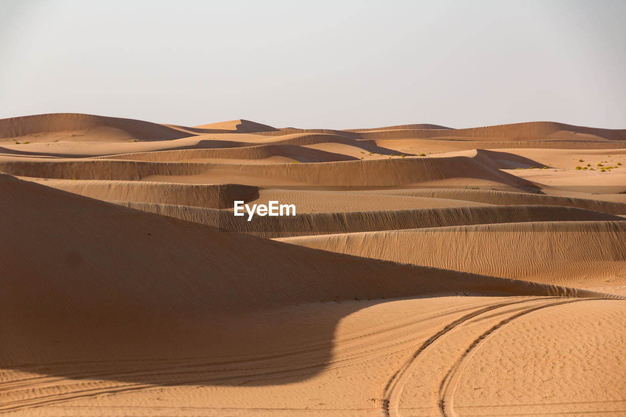 Scenic view of desert against clear sky