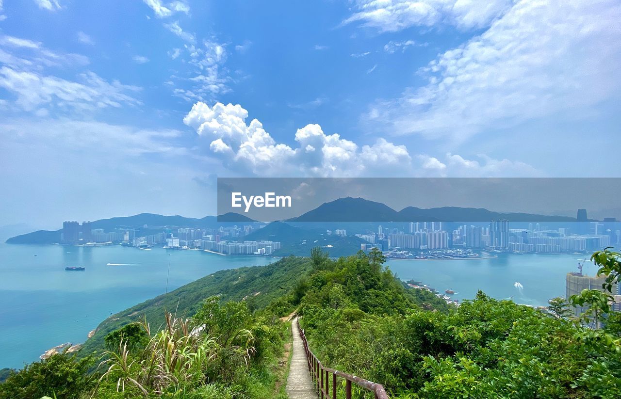 Scenic view of bay against sky