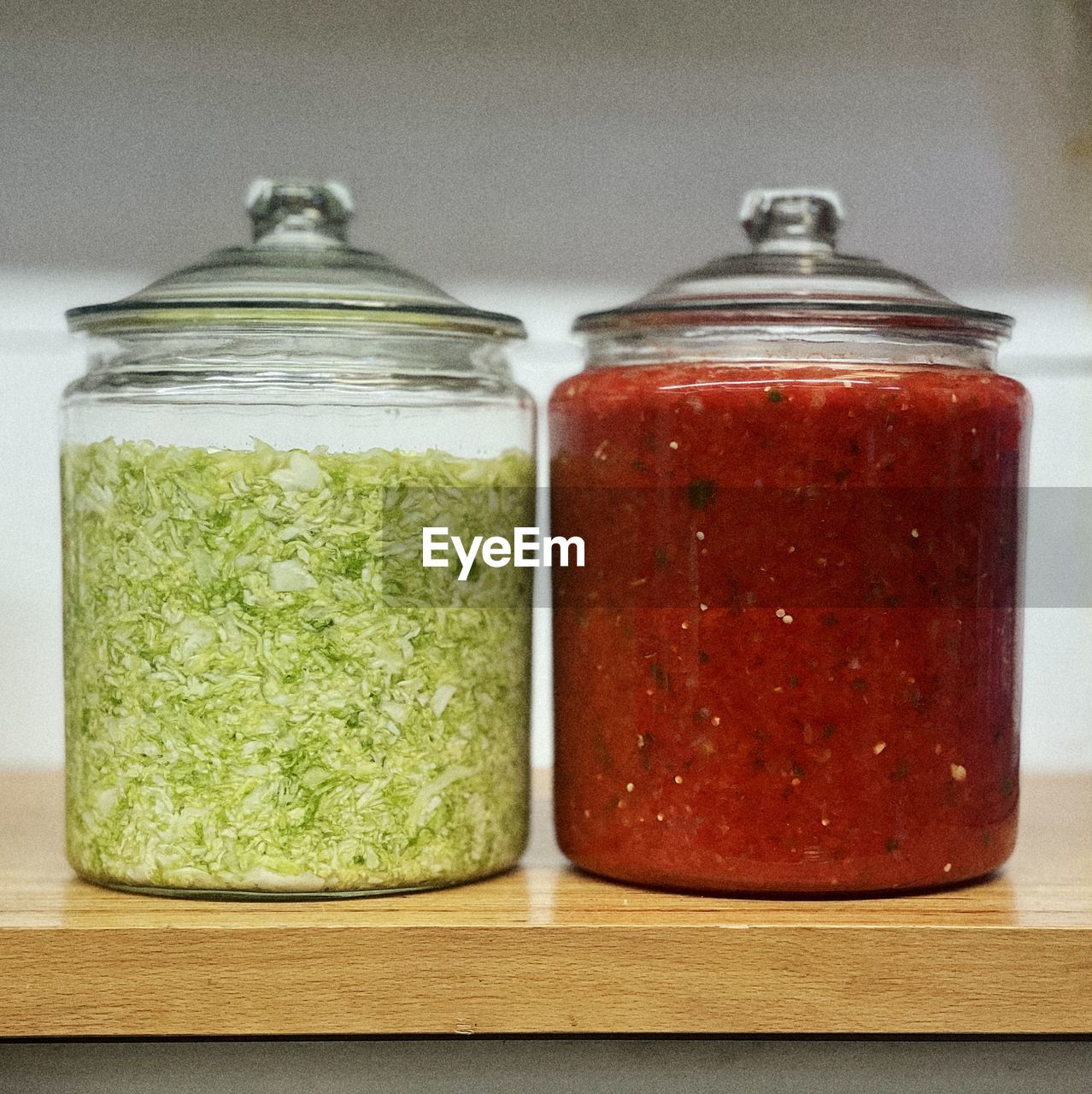 Close-up of jars of food 