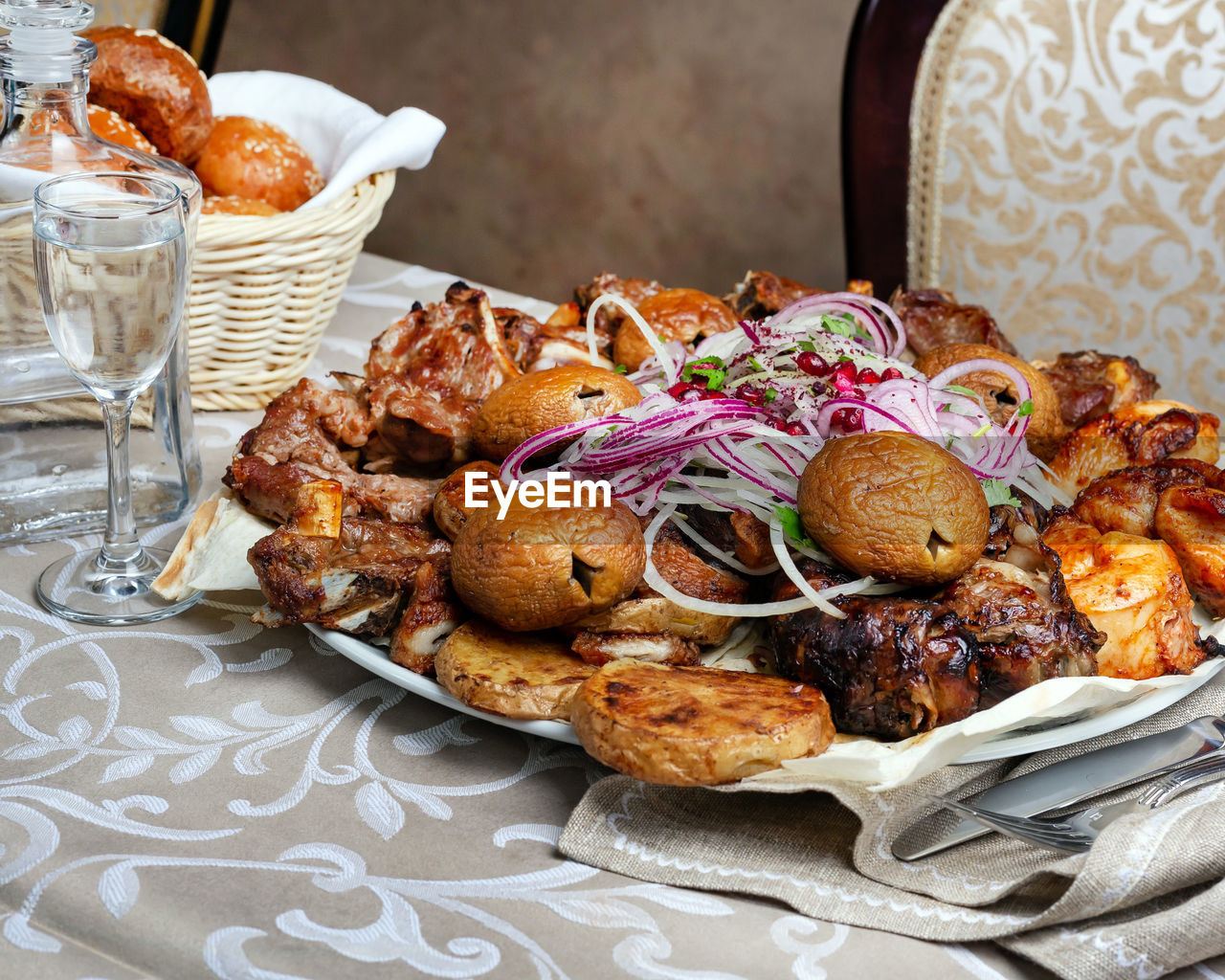 CLOSE-UP OF FOOD SERVED IN TRAY