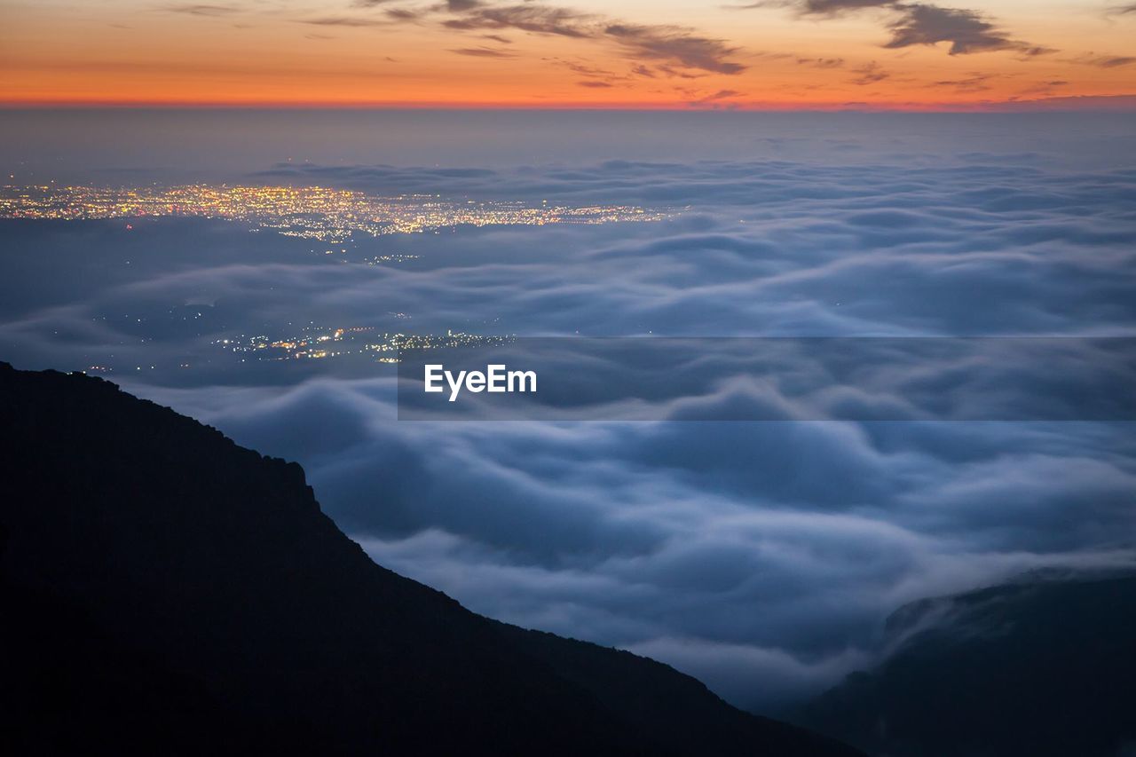 Scenic view of sea against sky during sunset