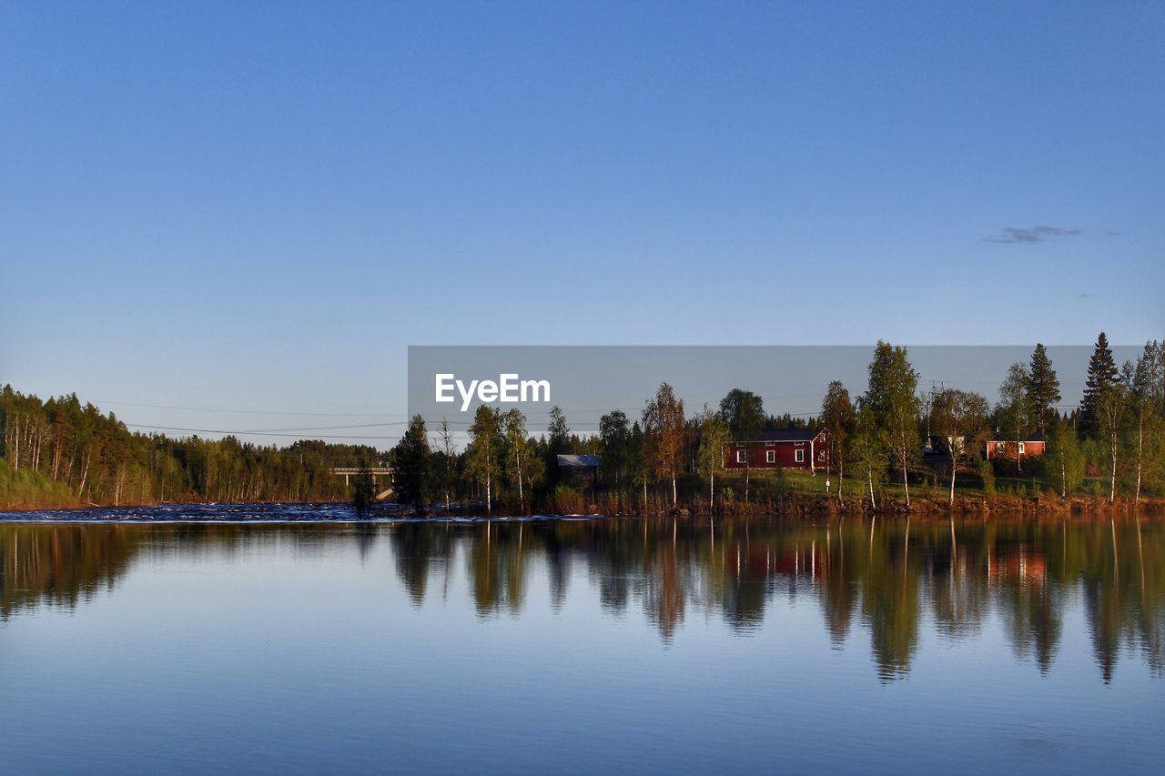 Scenic view of lake against clear sky