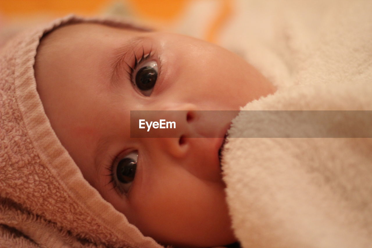 Close-up portrait of cute baby girl