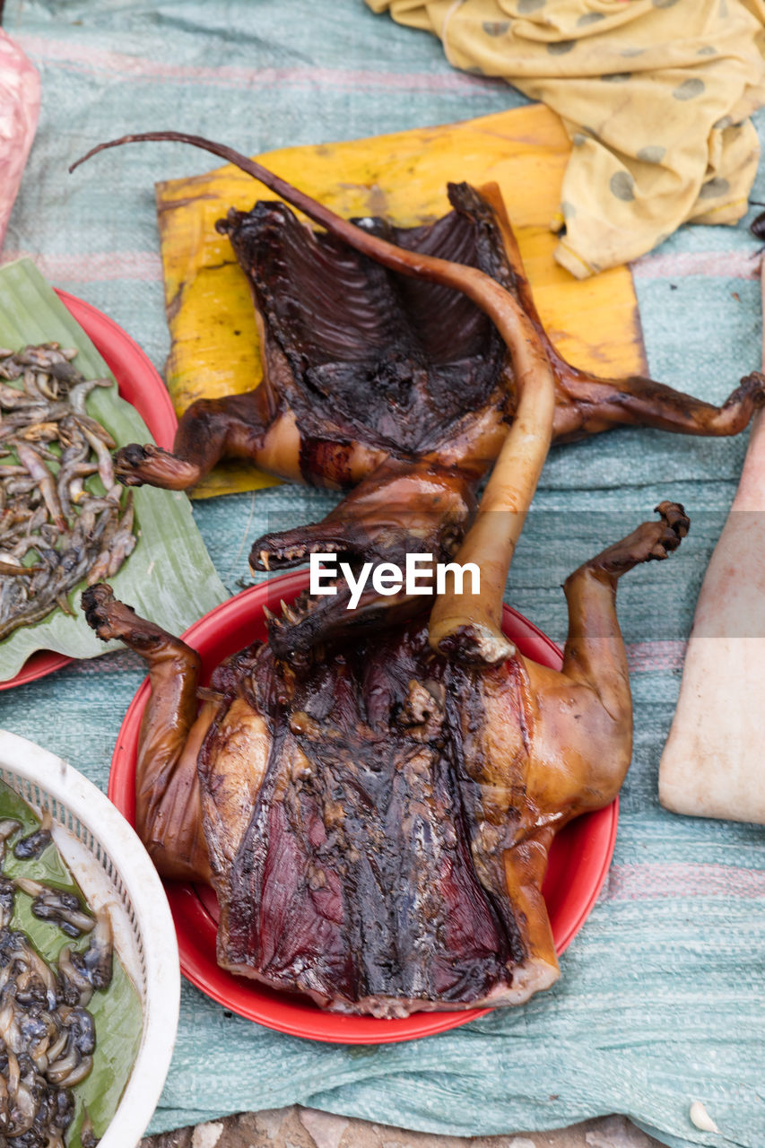 HIGH ANGLE VIEW OF FOOD IN A PLATE