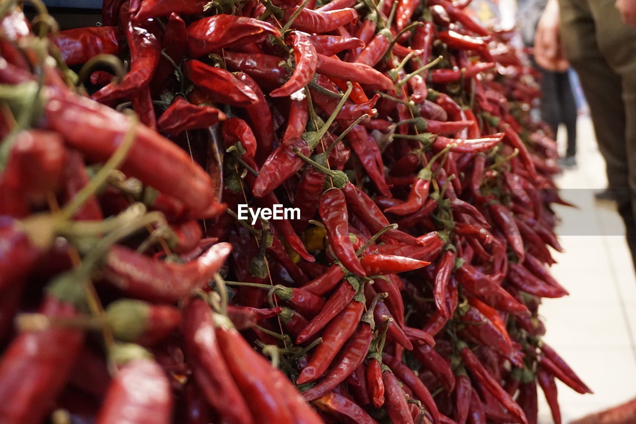 RED CHILI PEPPERS FOR SALE IN MARKET STALL