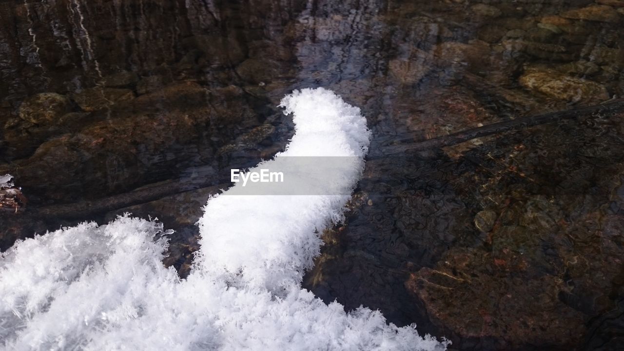 CLOSE-UP HIGH ANGLE VIEW OF WATER IN SUNLIGHT