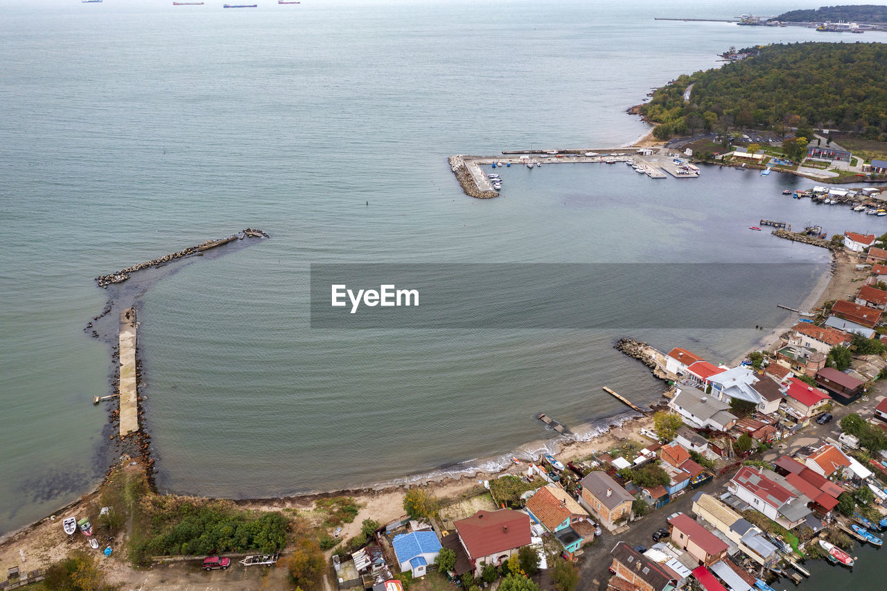 Aerial view of the bay near chengene skele - a fishing village near the city of burgas, bulgaria