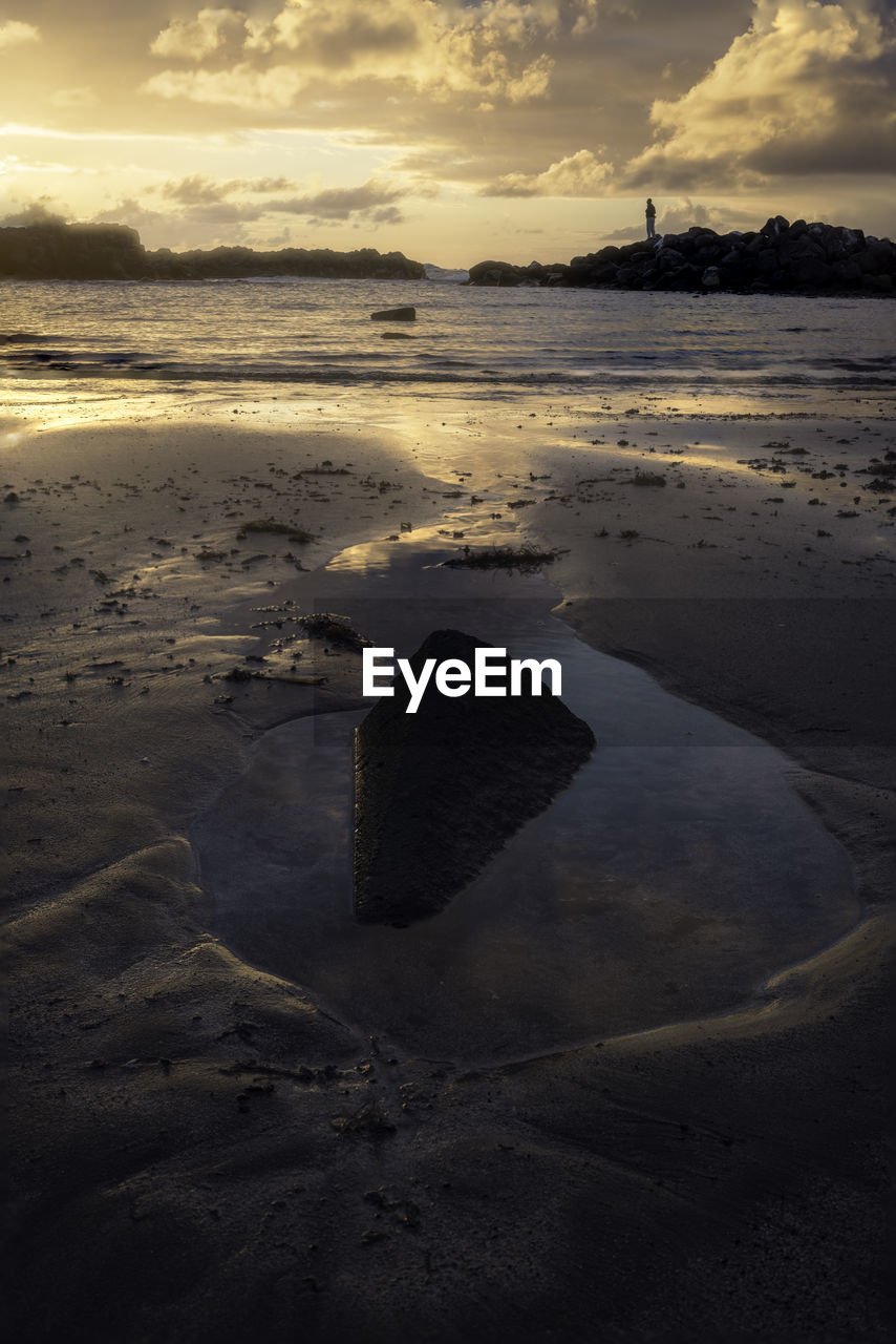 Scenic view of beach during sunset